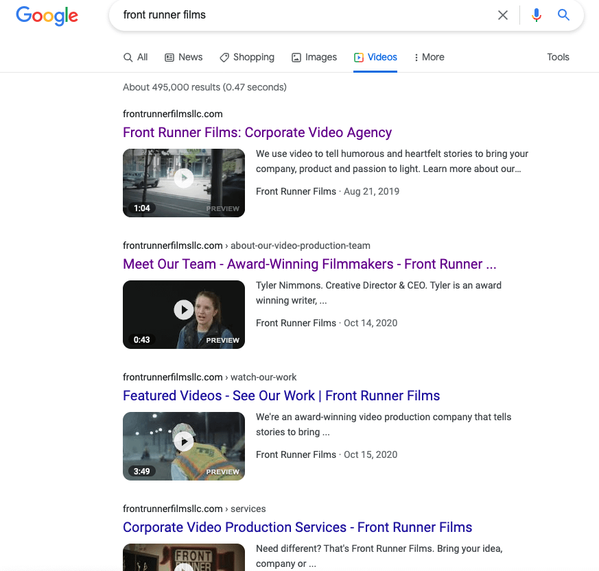 FRF Google Video Results